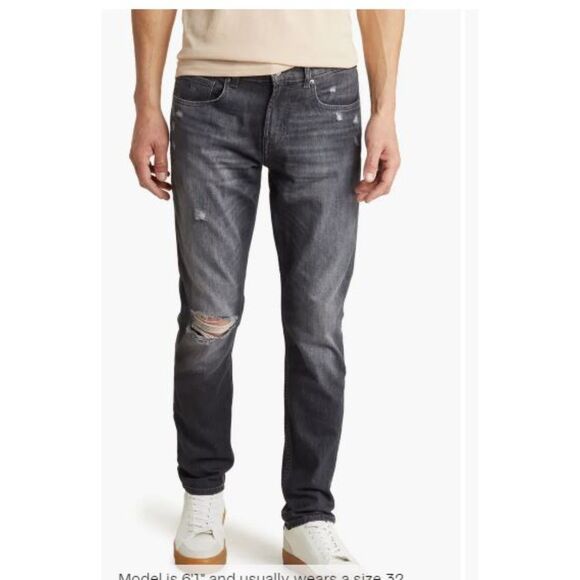 7 For All Mankind Slimmy Tapered Jeans, 33, IDRO DSTRY - Picture 1 of 12